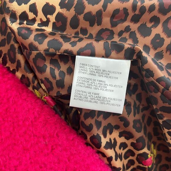 Betsey Johnson Pink Teddy Wool Peacoat Size Medium - Picture 5 of 6